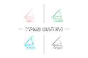 Sailing boat hand drawn icons set