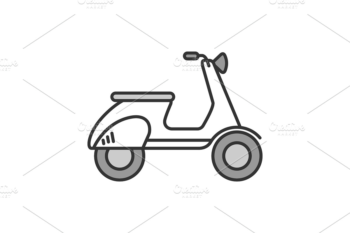 Scooter side view color icon in Graphics - product preview 8