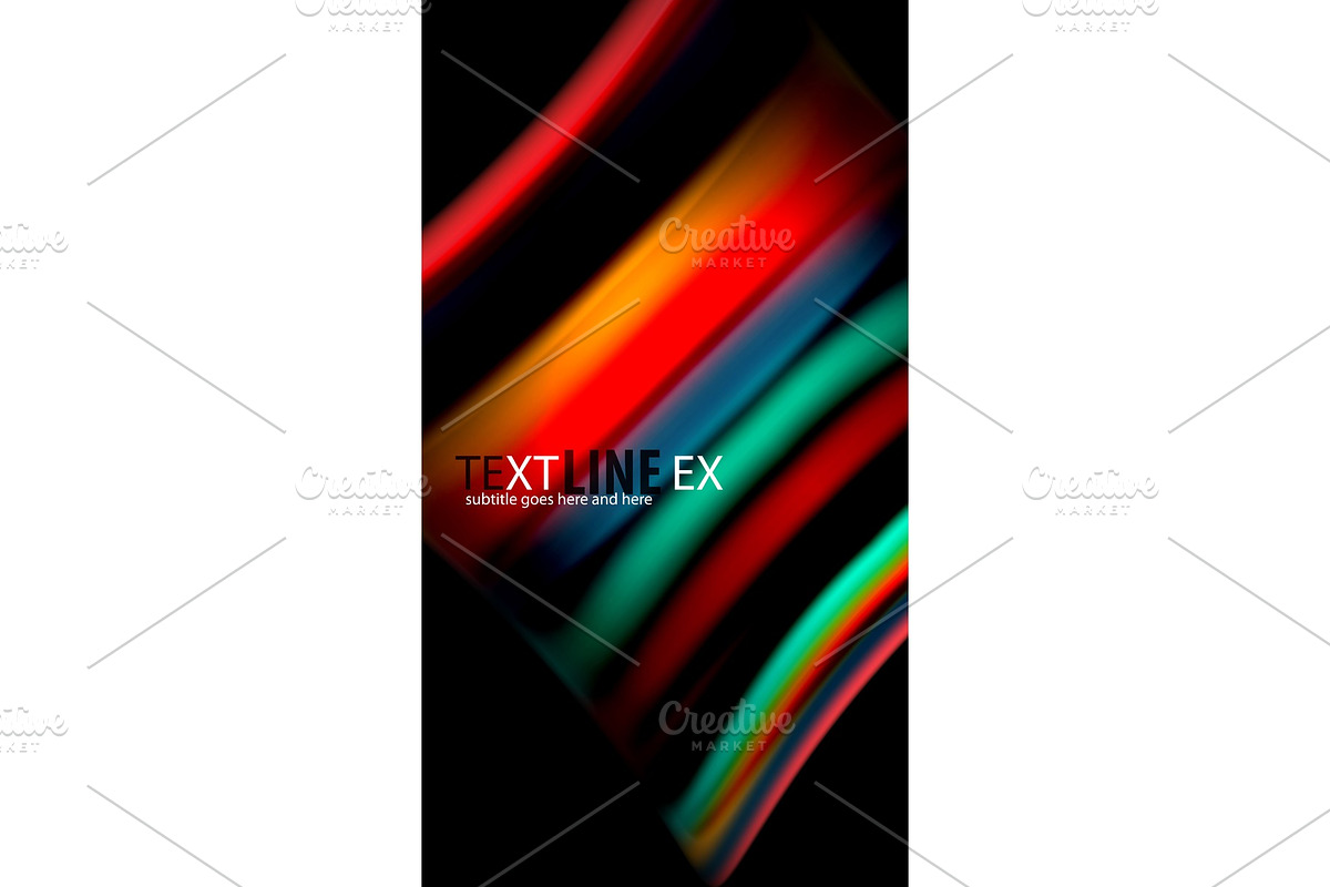Abstract wave lines fluid rainbow style color stripes on black background. Artistic illustration for presentation, app wallpaper, banner or poster in Illustrations - product preview 8