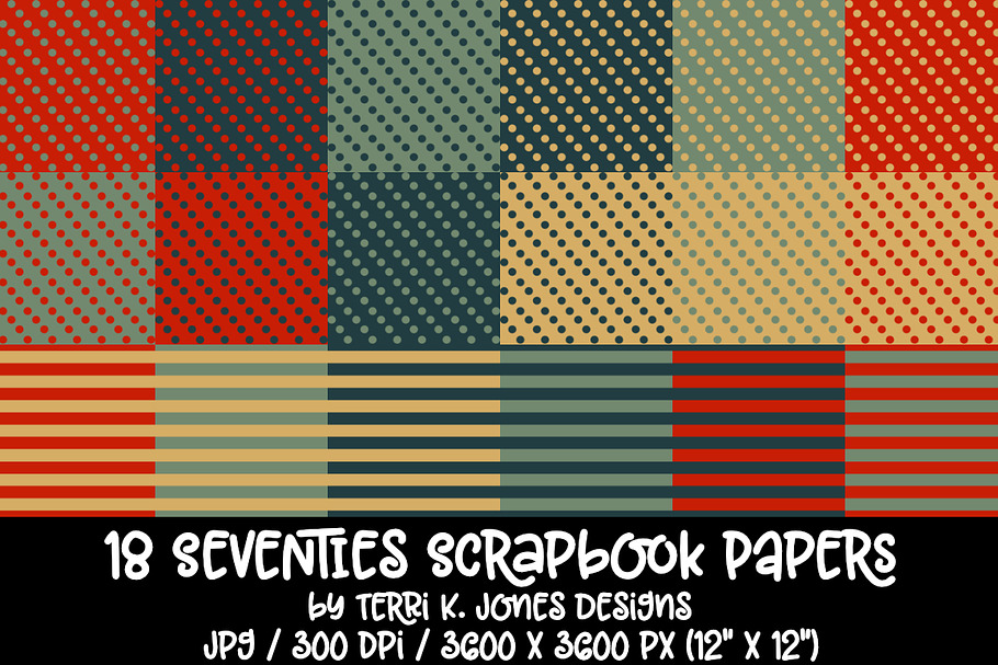 18 Seventies Scrapbook Paper Pack in Patterns - product preview 8