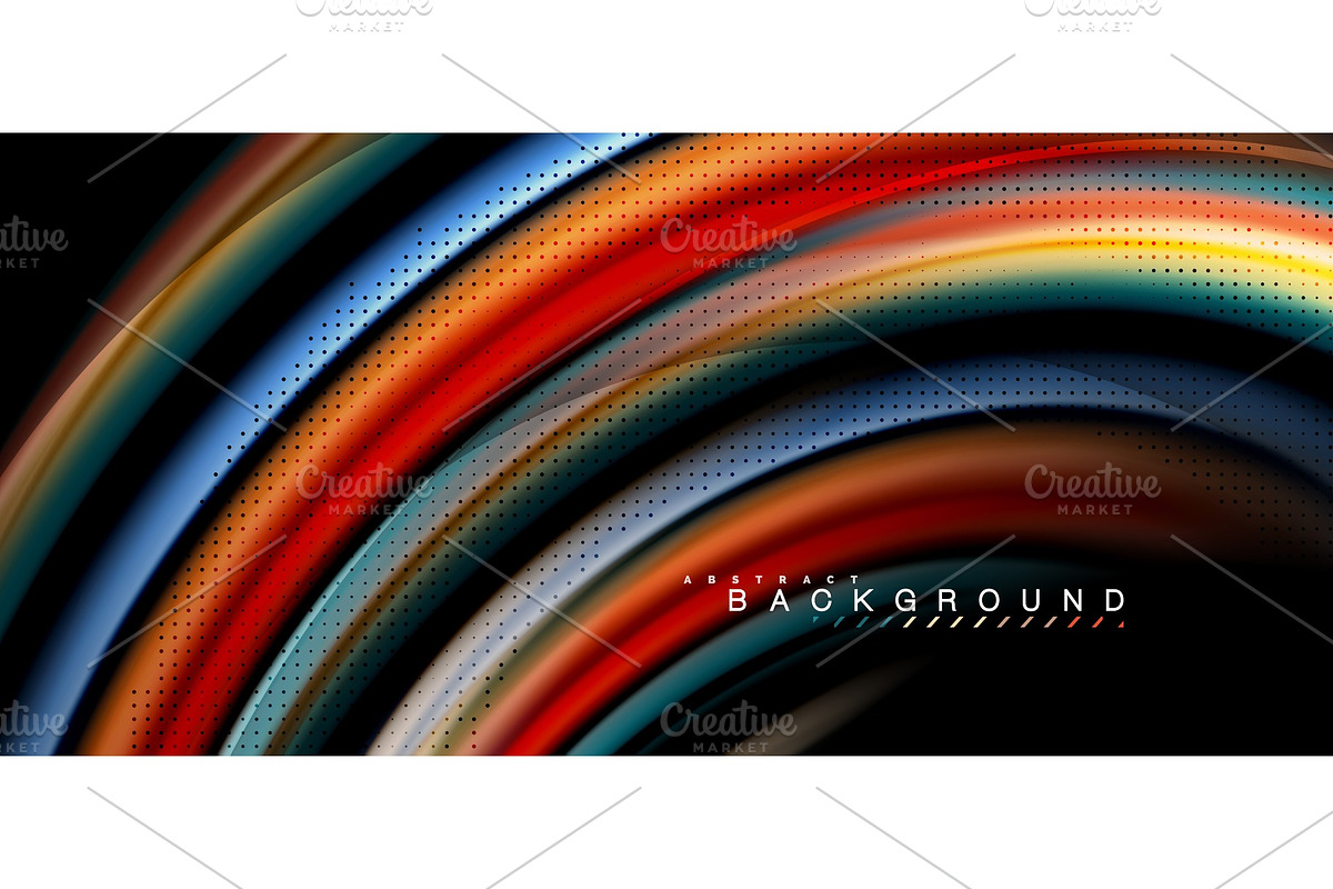 Multicolored wave lines on black background design in Illustrations - product preview 8