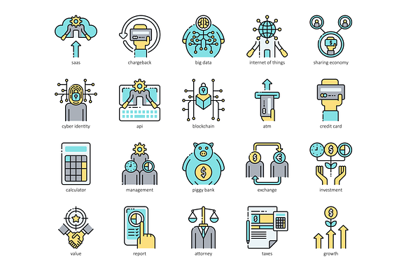 90 Finance Technology Icons | Aqua in Technology Icons - product preview 1