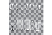 Transparent empty glasses set