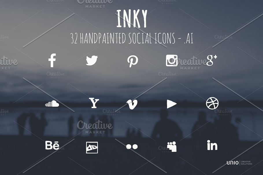 Inky -  Handpainted Social Icons in Graphics - product preview 8