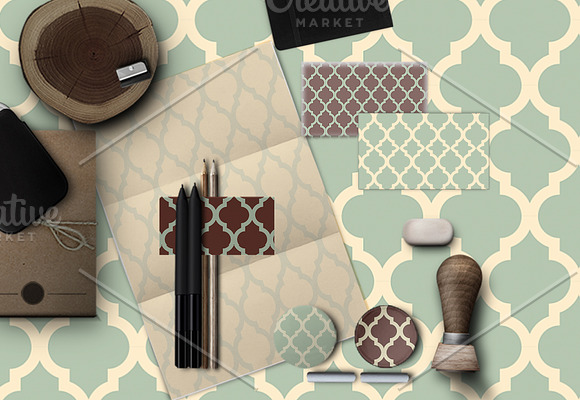 Damask digital paper, brown and blue in Patterns - product preview 3