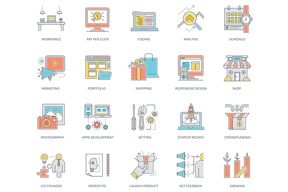 89 Startup Color Line Icons in Graphics - product preview 4