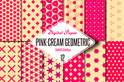 Pink-cream geometric digital paper