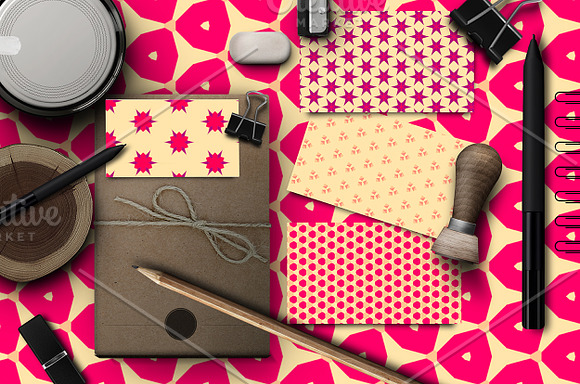 Pink-cream geometric digital paper in Patterns - product preview 3