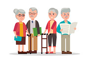 Cute Elderly Couples with Books and Newspaper
