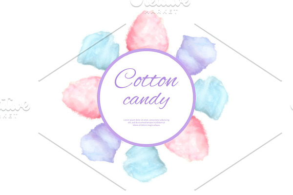Cotton candy round button surround by sweet sugar