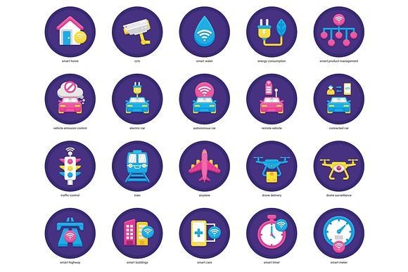 88 Smart Technology Flat Icons in Graphics - product preview 1