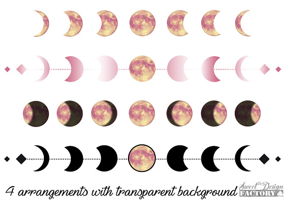 Watercolor moon cliparts in Illustrations - product preview 2