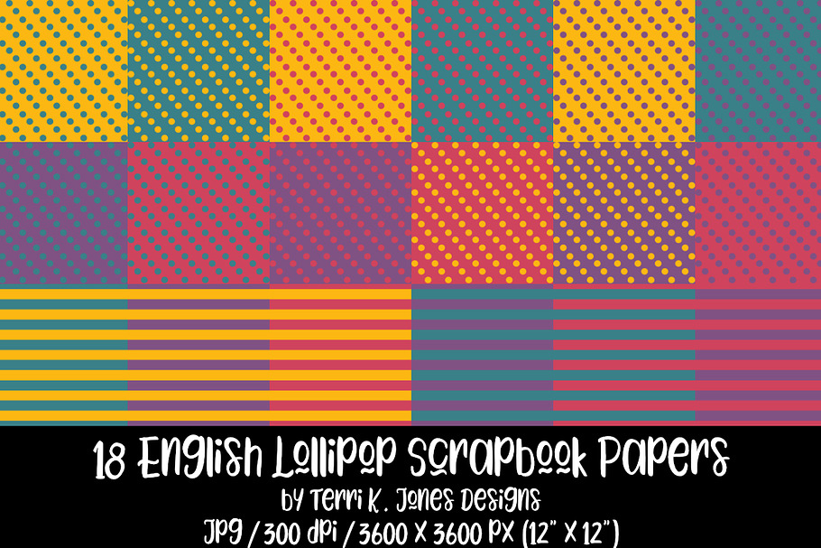 18 English Lollipop Scrapbook Papers in Patterns - product preview 8