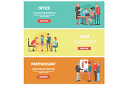 Office Team Partnership Posters with Text Set