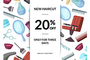 Vector hairdresser or barber cartoon elements sale background