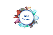 Vector hairdresser or barber cartoon elements