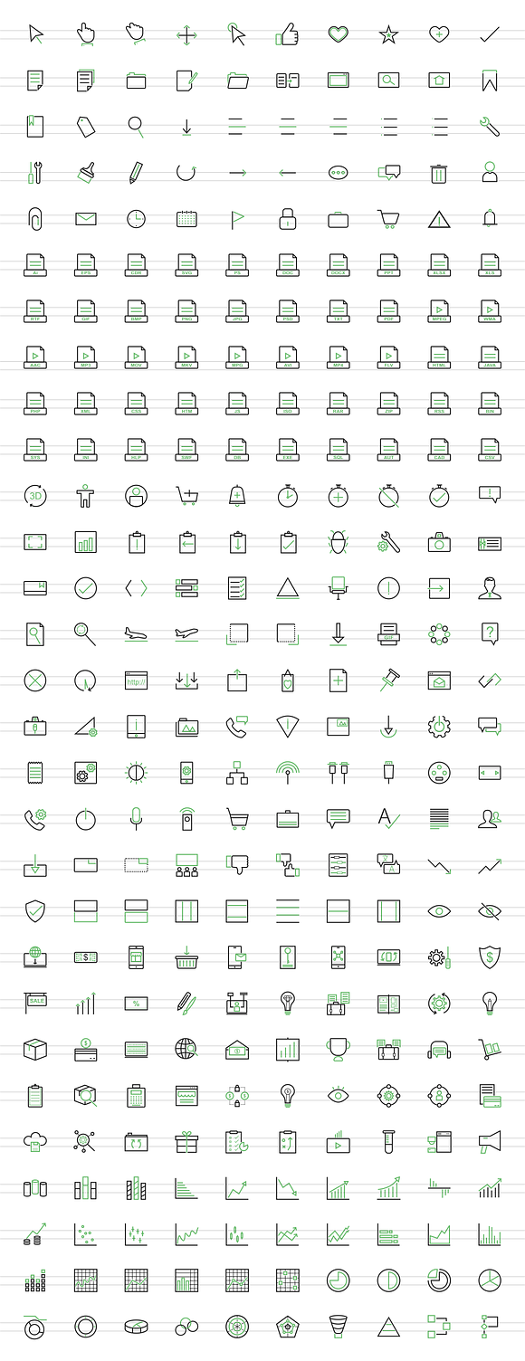 290 Interface Line Icons in Graphics - product preview 1