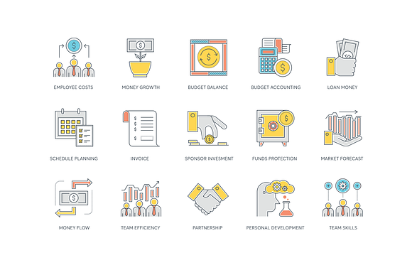85 Business Color Line Icons in Graphics - product preview 1