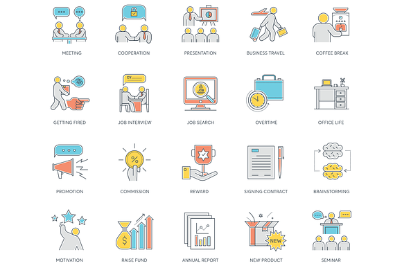 85 Business Color Line Icons in Graphics - product preview 2