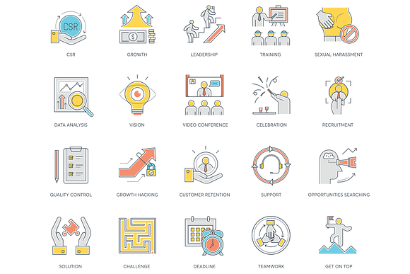 85 Business Color Line Icons in Graphics - product preview 3