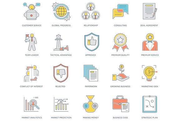 85 Business Color Line Icons in Graphics - product preview 4