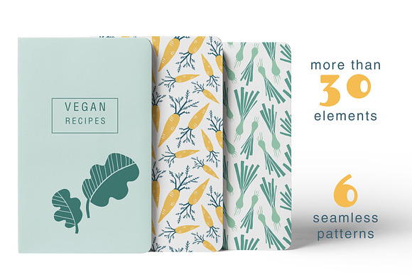 Healthy food vector collection  in Patterns - product preview 1