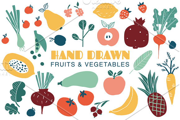 Healthy food vector collection  in Patterns - product preview 4