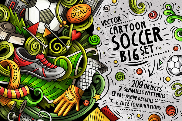 Soccer Cartoon Doodle Big Pack