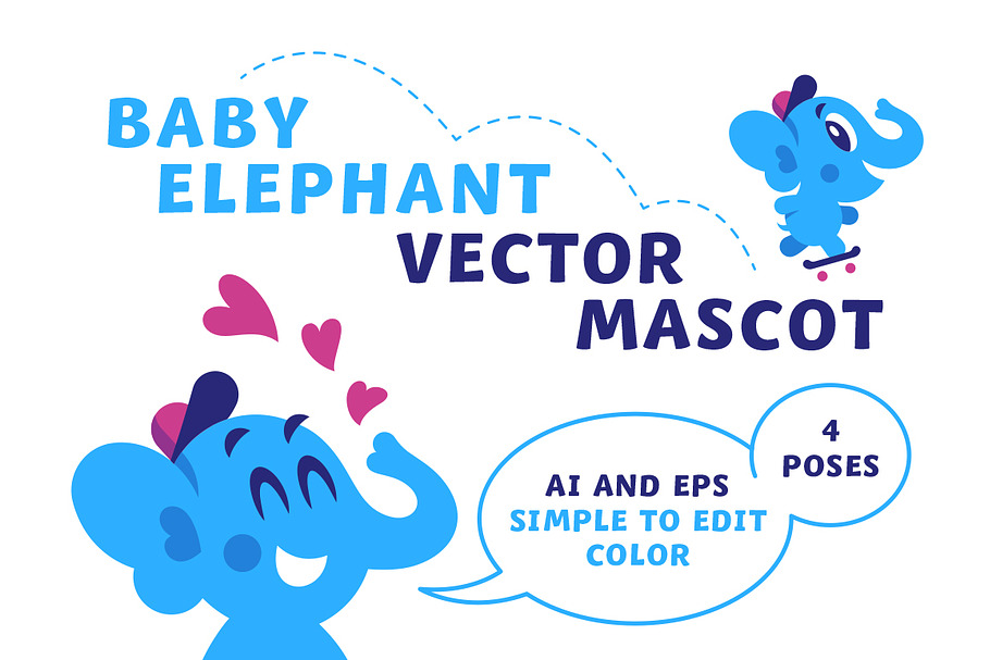 Baby Elephant. Vector mascot.