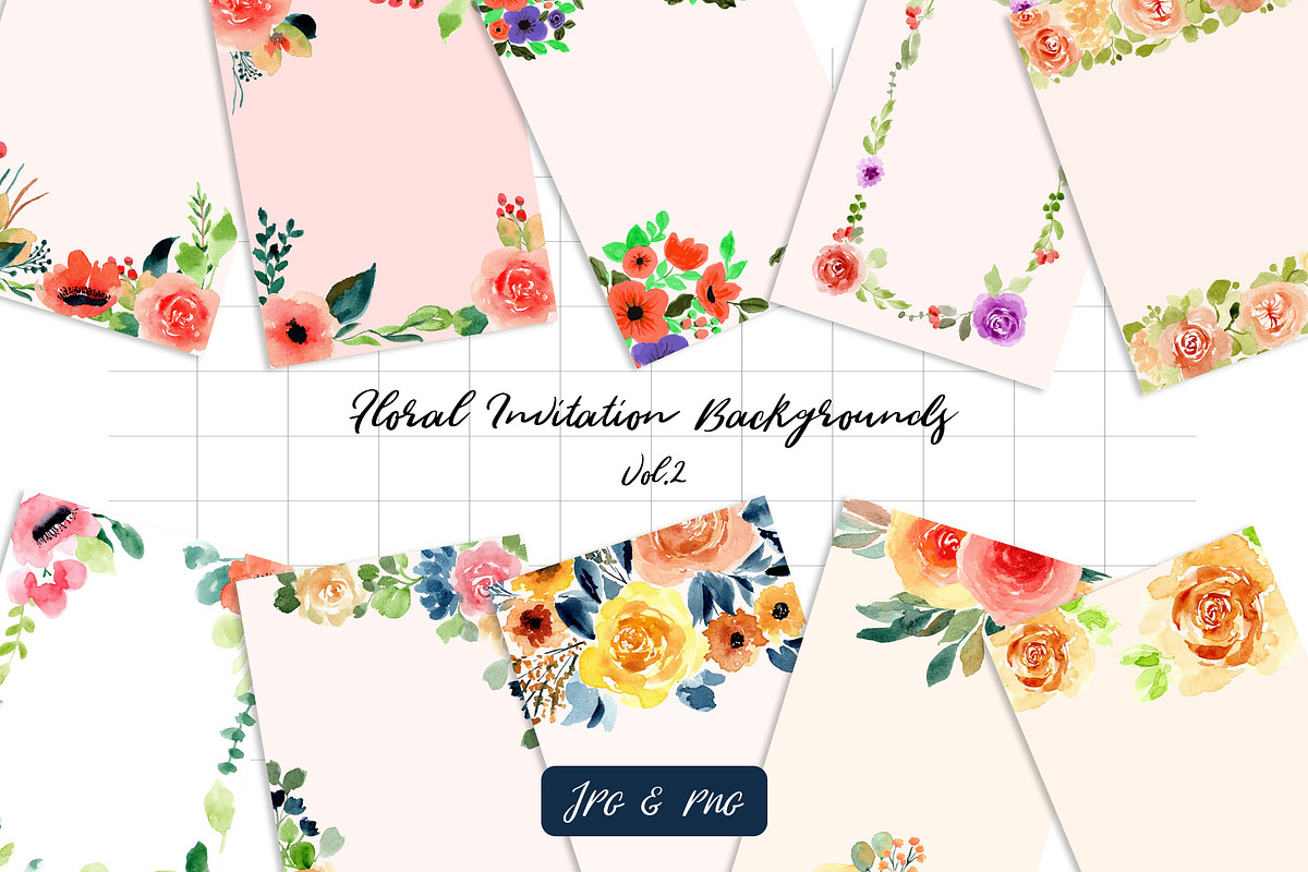 Floral Invitation Backgrounds Vol.2 in Wedding Templates - product preview 8