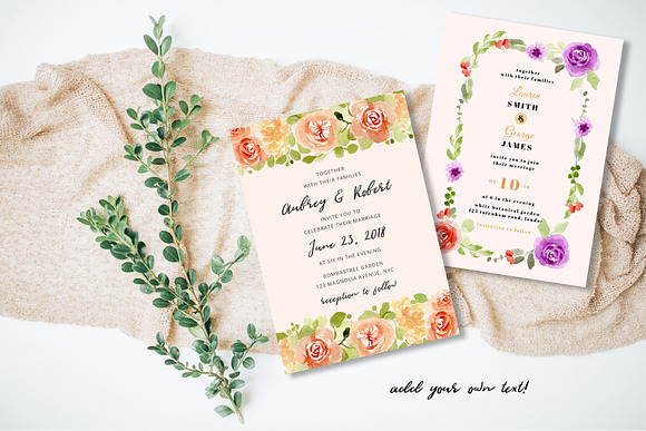 Floral Invitation Backgrounds Vol.2 in Wedding Templates - product preview 4