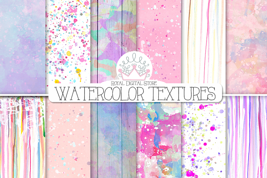 WATERCOLOR TEXTURES digital paper in Textures - product preview 8
