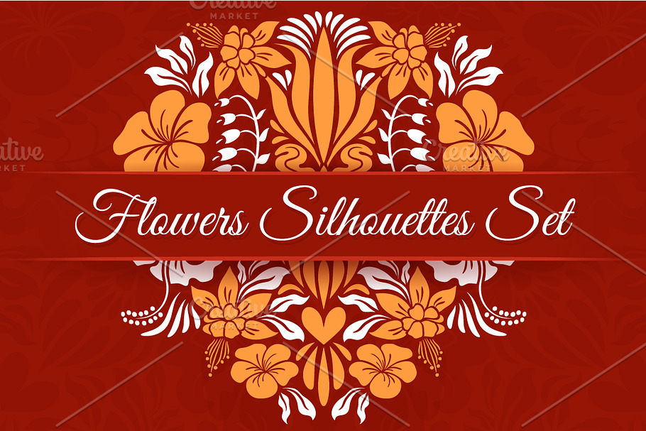 Flowers Silhouettes Set in Illustrations - product preview 8