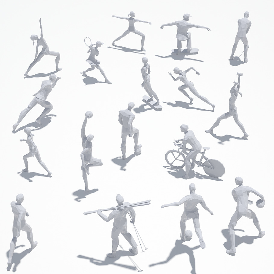 Low Poly Sport Pose Pack in Characters - product preview 2
