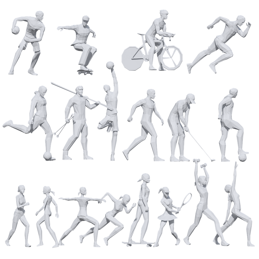 Low Poly Sport Pose Pack in Characters - product preview 3