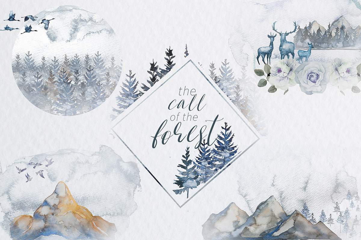 Watercolor The Call Of the Forest in Illustrations - product preview 8