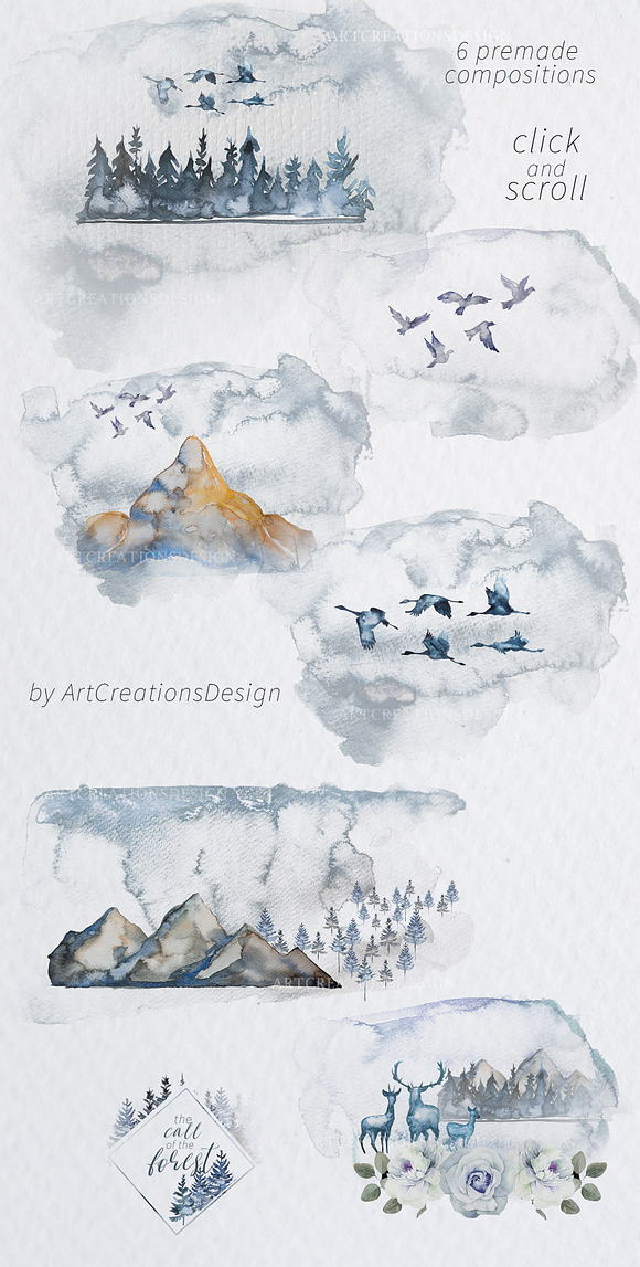 Watercolor The Call Of the Forest in Illustrations - product preview 2