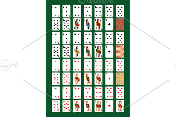 Playing-card vector playing cards for poker in casino illustration set of players gambling game signs king queen and jack isolated on background