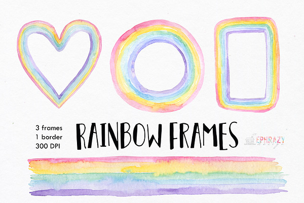 Rainbow digital frames. Watercolor