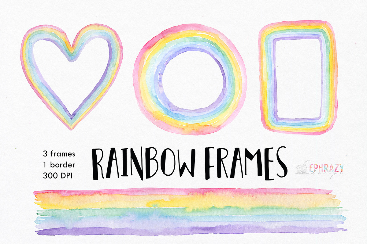 Rainbow digital frames. Watercolor in Illustrations - product preview 8