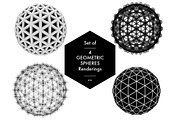 Set of 4 Geometric Spheres