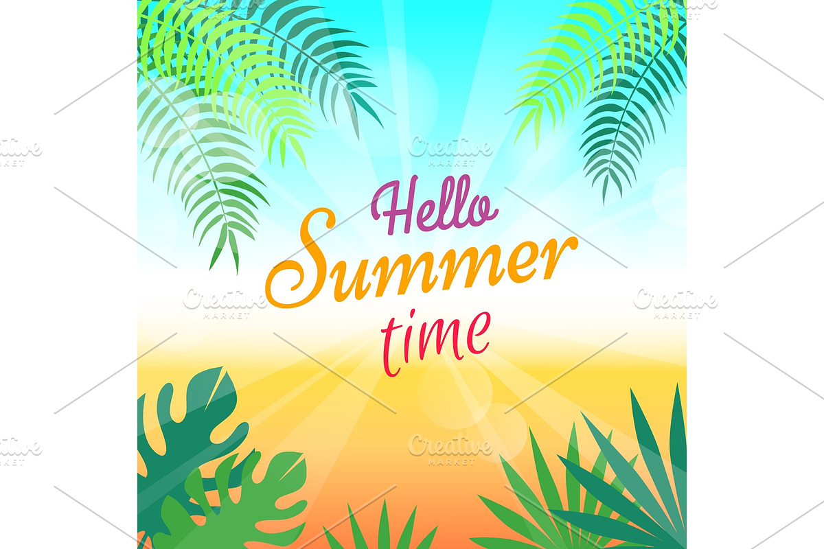 Lovely Summer Promotional Poster with Green Palms in Objects - product preview 8