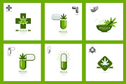 medical cannabis logo set vector 