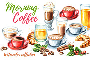 Morning coffee. Watercolor