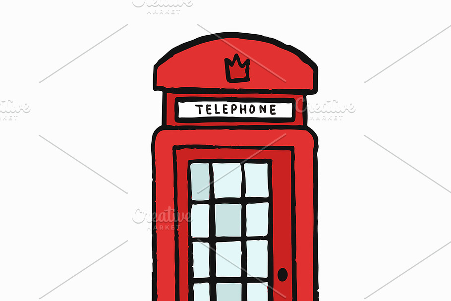 UK red telephone box illustration