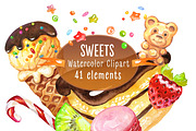 Sweets. Watercolor collection