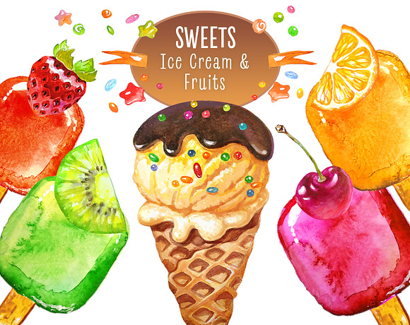 Sweets. Watercolor collection in Illustrations - product preview 1