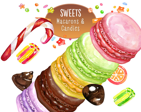 Sweets. Watercolor collection in Illustrations - product preview 4