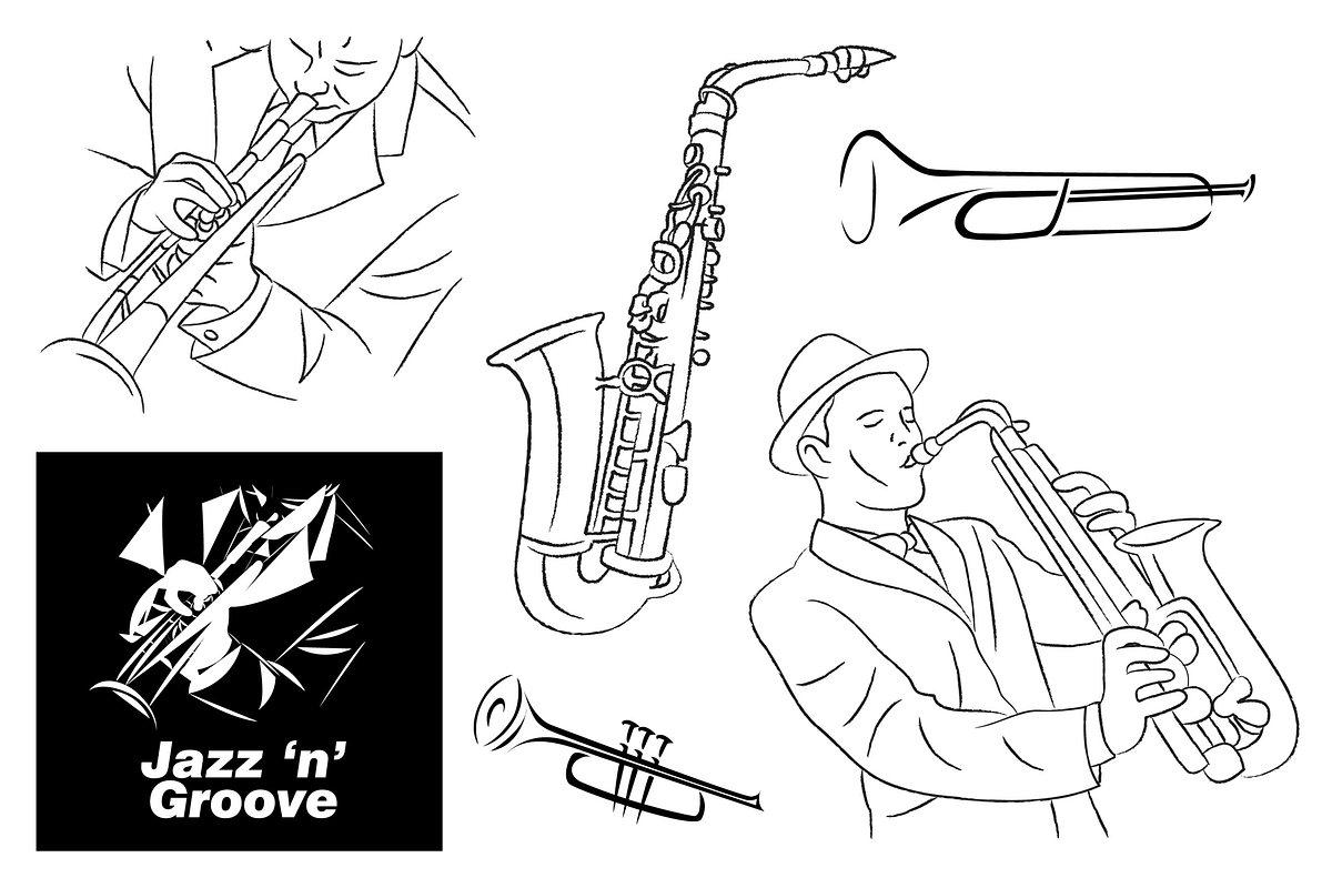 Jazz & Groove Sketch & Elements in Illustrations - product preview 8