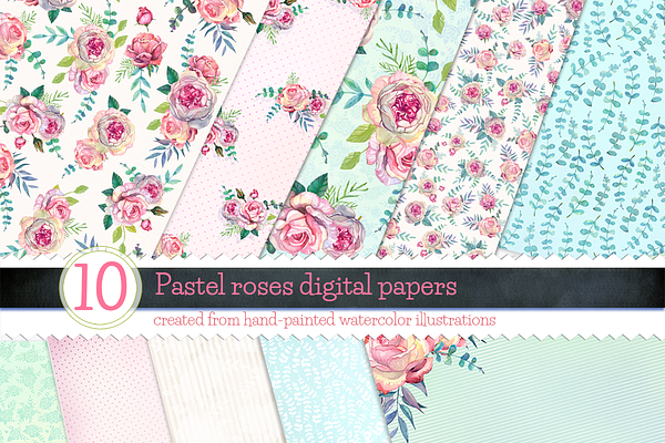 Pastel Roses digital papers